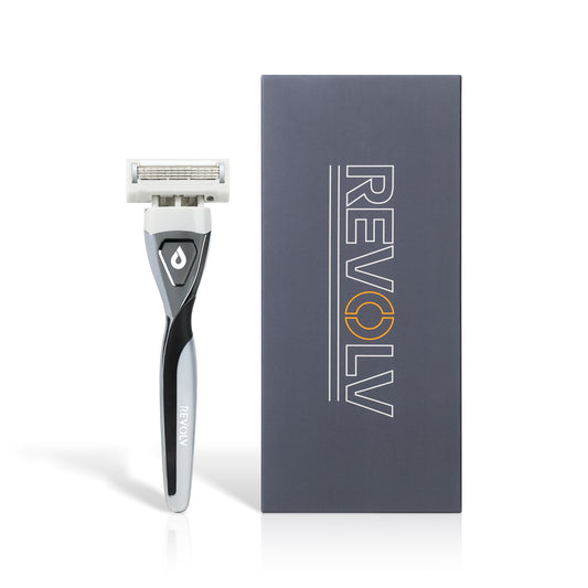 Revolv Razor handle with Dual Sided Cartridge - Black Stripe